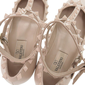 未使用 ヴァレンティノ ガラヴァーニ ロックスタッズ ポインテッドトゥ 2W0S376 22.5cm レザー パウダー ベージュ パンプス 0619【中古】Valentino Garavani