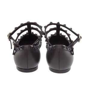 未使用 ヴァレンティノ ガラヴァーニ ロックスタッズ ポインテッドトゥ 22cm レザー ブラウン パンプス 0620【中古】Valentino Garavani