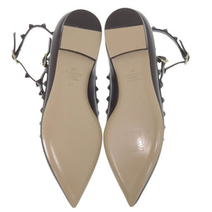 未使用 ヴァレンティノ ガラヴァーニ ロックスタッズ ポインテッドトゥ 22cm レザー ブラウン パンプス 0620【中古】Valentino Garavani