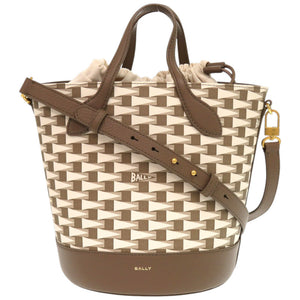 未使用品 バリー 8HOURS バケットバッグ 6304523 レザー セピア ショルダーバッグ 0622【中古】BALLY