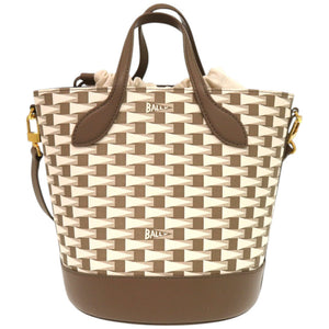 未使用品 バリー 8HOURS バケットバッグ 6304523 レザー セピア ショルダーバッグ 0622【中古】BALLY