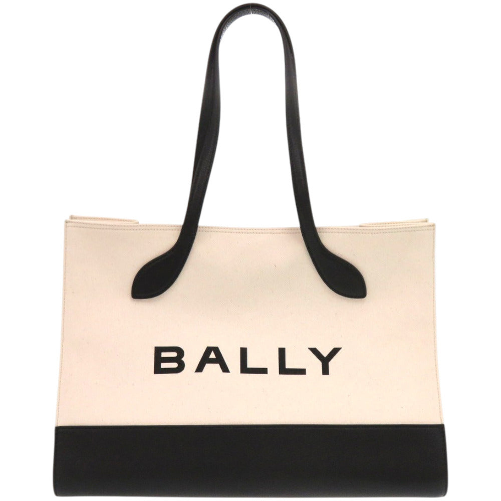未使用品 バリー Bar WAE02X CV084 キャンバス レザー ゴールド金具 ブラック 黒 トートバッグ 0623【中古】BALLY