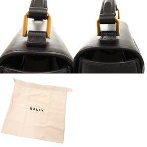 未使用品 バリー ミニエンブレムフォリオ 牛革 ゴールド金具 ブラック 黒ハンドバッグ 0624【中古】BALLY