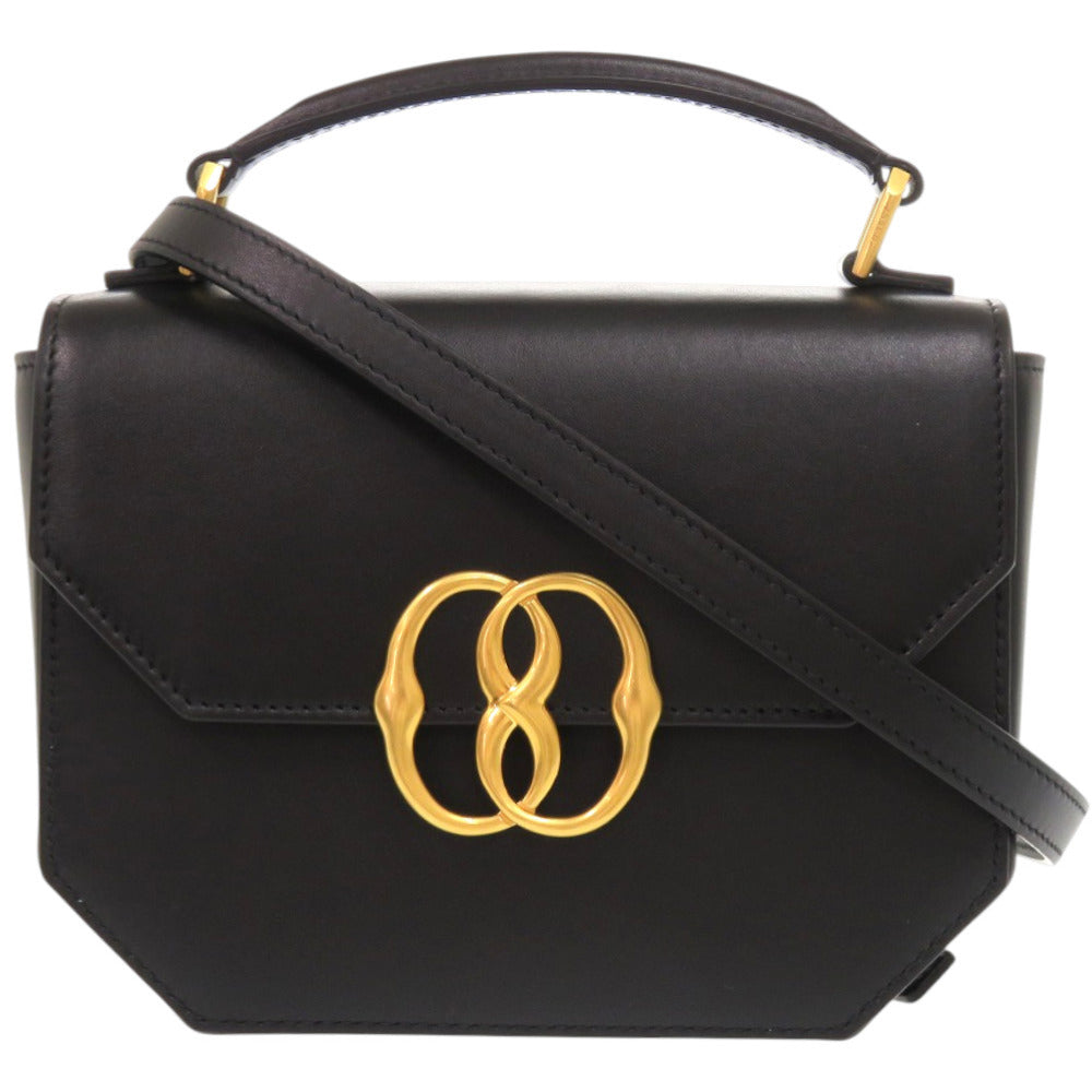 未使用品 バリー ミニエンブレムフォリオ 牛革 ゴールド金具 ブラック 黒ハンドバッグ 0624【中古】BALLY