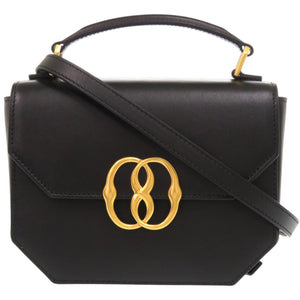 未使用品 バリー ミニエンブレムフォリオ 牛革 ゴールド金具 ブラック 黒ハンドバッグ 0624【中古】BALLY