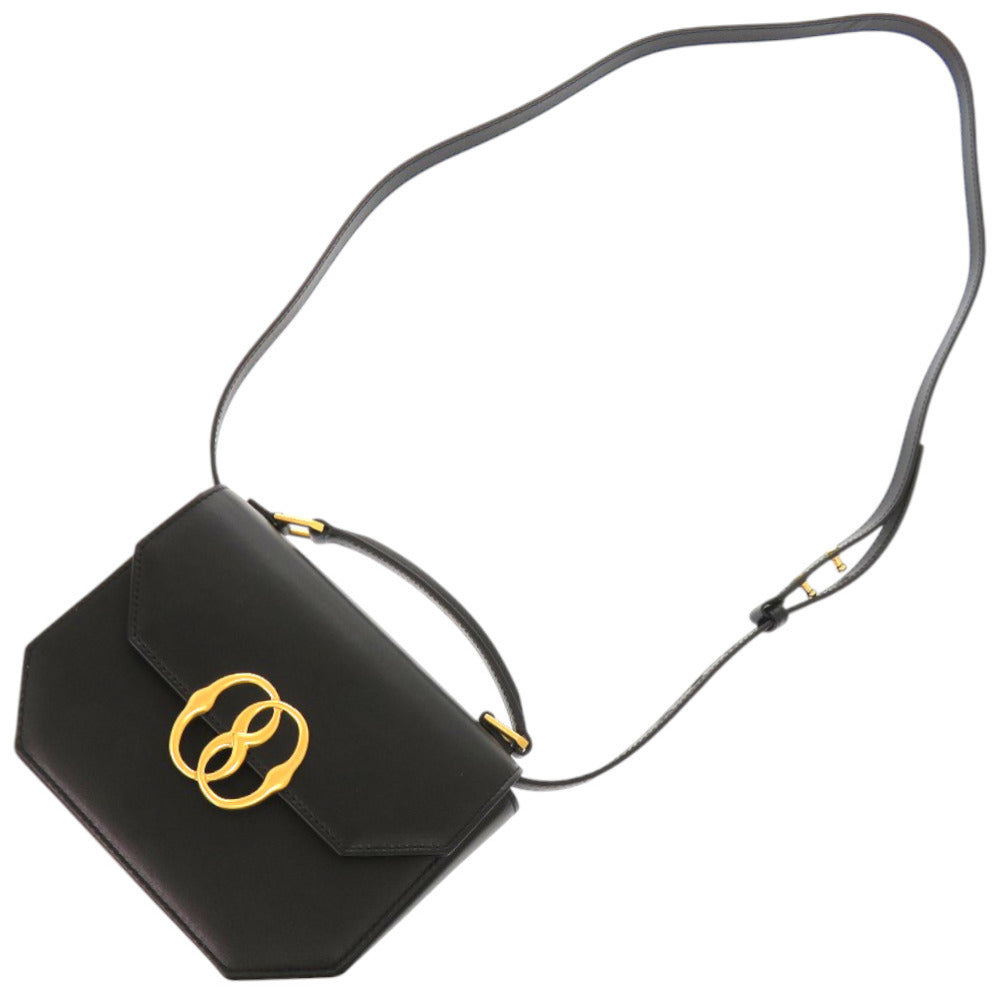 未使用品 バリー ミニエンブレムフォリオ 牛革 ゴールド金具 ブラック 黒ハンドバッグ 0624【中古】BALLY