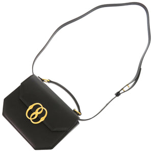 未使用品 バリー ミニエンブレムフォリオ 牛革 ゴールド金具 ブラック 黒ハンドバッグ 0624【中古】BALLY