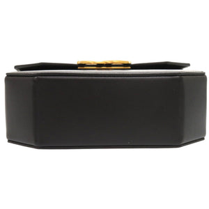 未使用品 バリー ミニエンブレムフォリオ 牛革 ゴールド金具 ブラック 黒ハンドバッグ 0624【中古】BALLY