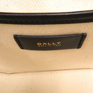 未使用品 バリー ミニエンブレムフォリオ 牛革 ゴールド金具 ブラック 黒ハンドバッグ 0624【中古】BALLY