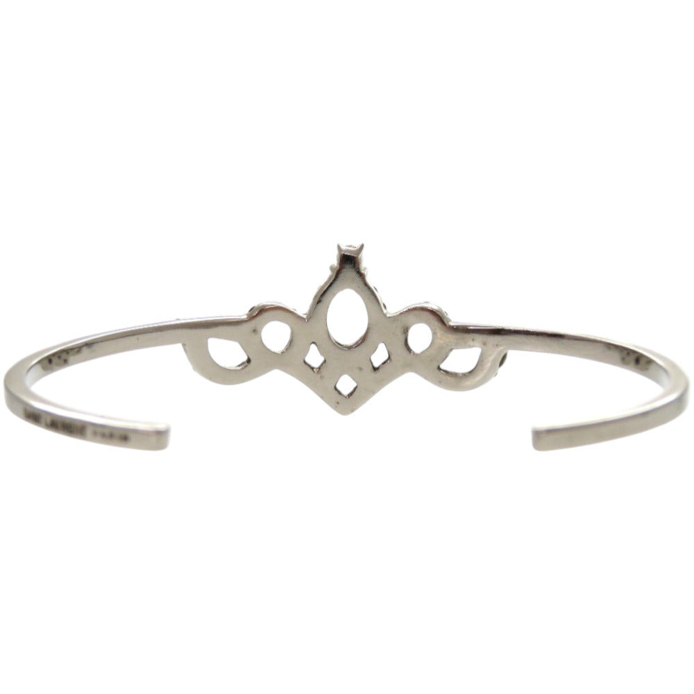 美品 サンローランパリ クリスタル ティアラ カフ メタル シルバー ブレスレット 0636【中古】SAINT LAURENT PARIS