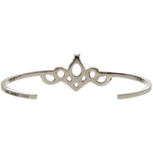 美品 サンローランパリ クリスタル ティアラ カフ メタル シルバー ブレスレット 0636【中古】SAINT LAURENT PARIS