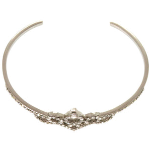 美品 サンローランパリ クリスタル ティアラ カフ メタル シルバー ブレスレット 0636【中古】SAINT LAURENT PARIS