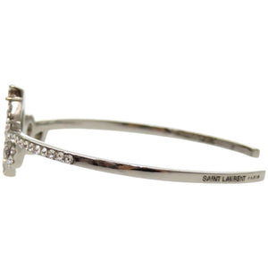 美品 サンローランパリ クリスタル ティアラ カフ メタル シルバー ブレスレット 0636【中古】SAINT LAURENT PARIS