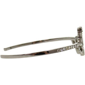 美品 サンローランパリ クリスタル ティアラ カフ メタル シルバー ブレスレット 0636【中古】SAINT LAURENT PARIS