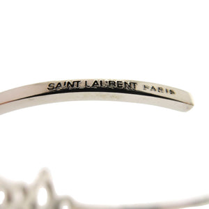 美品 サンローランパリ クリスタル ティアラ カフ メタル シルバー ブレスレット 0636【中古】SAINT LAURENT PARIS
