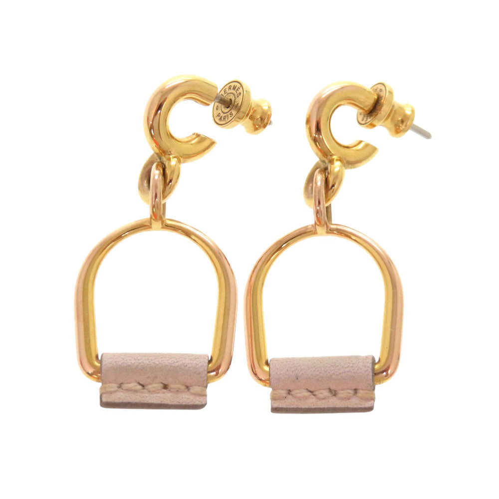 美品 エルメス エリタージュ エケストル エトリエPM ピアス ヴォースイフト モーヴペール ゴールド金具 アクセサリー 0653【中古】HERMES