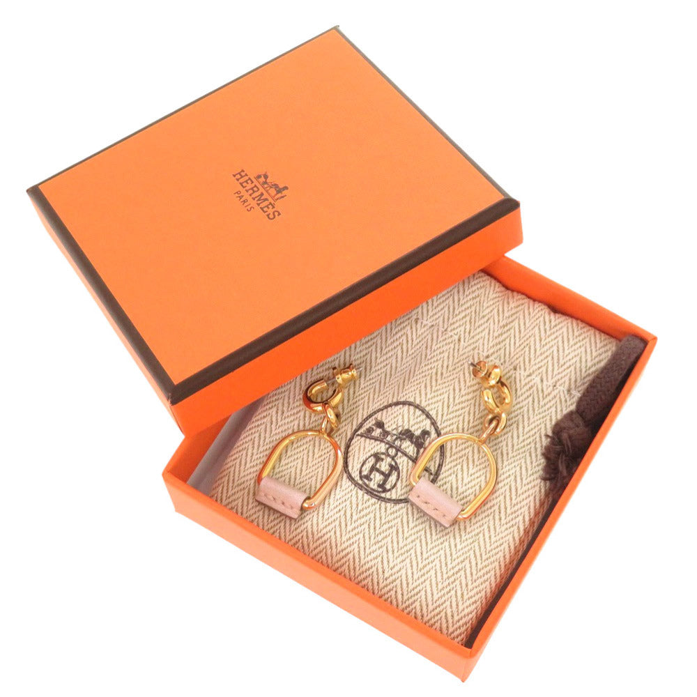 美品 エルメス エリタージュ エケストル エトリエPM ピアス ヴォースイフト モーヴペール ゴールド金具 アクセサリー 0653【中古】HERMES