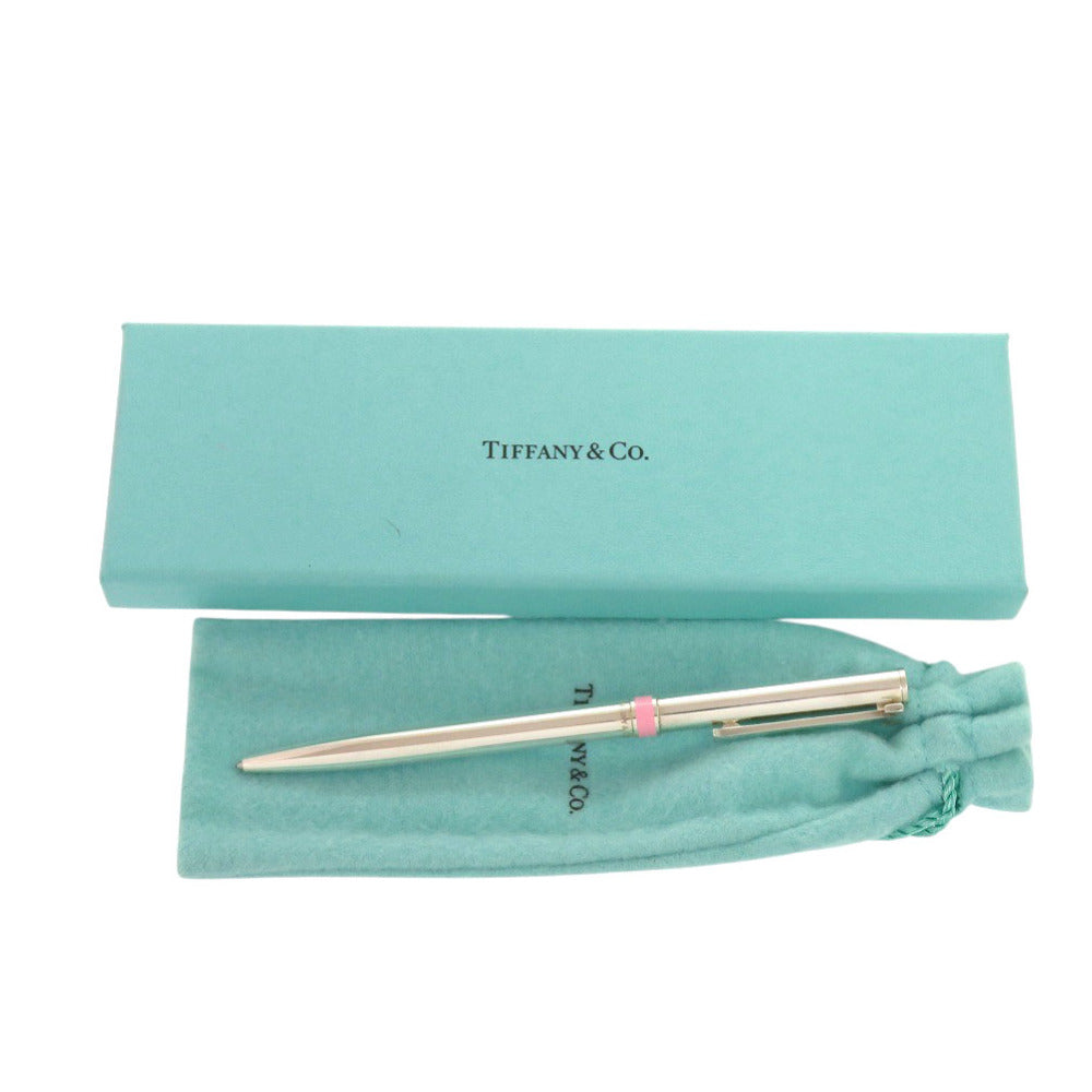美品 ティファニー Tクリップ シルバー925 ピンク ボールペン 0658【中古】TIFFANY&Co.