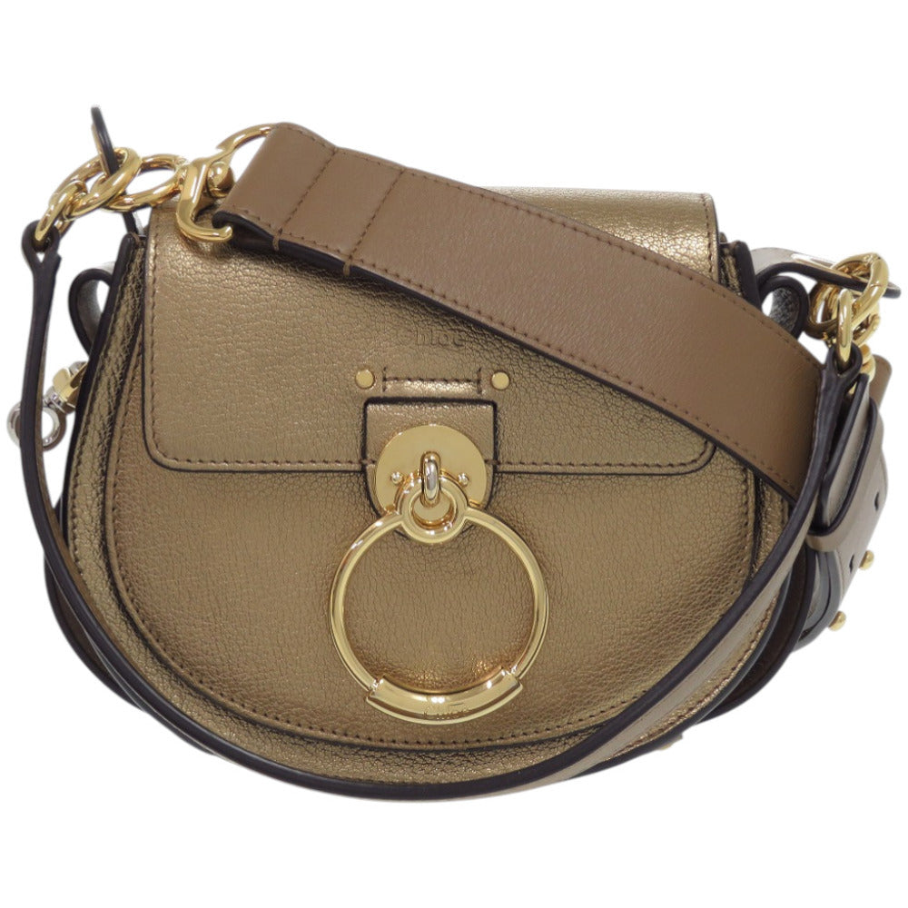 美品 クロエ 2WAY メタル テス スモール 01 19 70 65 3 レザー ゴールド 金 ショルダーバッグ 0659【中古】Chloe