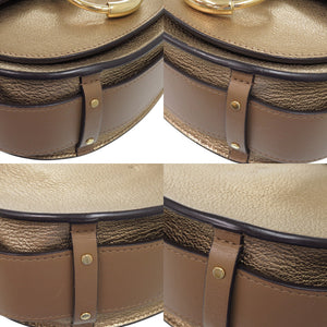 美品 クロエ 2WAY メタル テス スモール 01 19 70 65 3 レザー ゴールド 金 ショルダーバッグ 0659【中古】Chloe