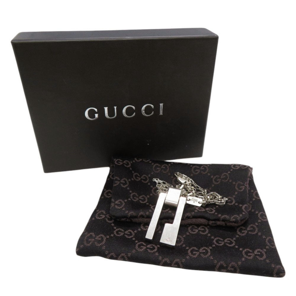 グッチ Gロゴ プレート チェーン シルバー925 ネックレス 0664【中古】GUCCI