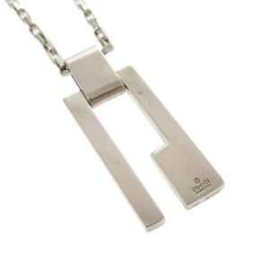 グッチ Gロゴ プレート チェーン シルバー925 ネックレス 0664【中古】GUCCI
