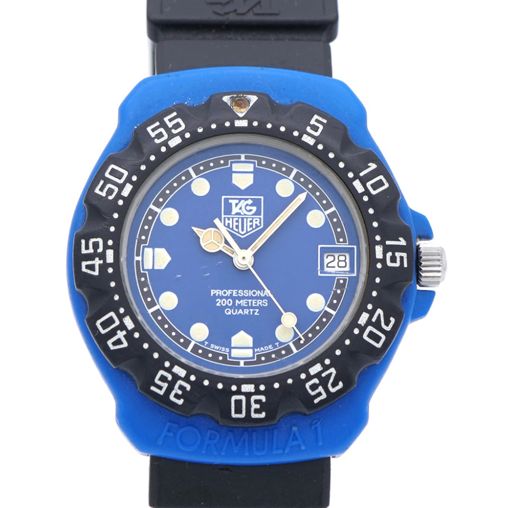 タグホイヤー フォーミュラ1 プロフェッショナル 381.513 クオーツ 腕時計 プラスチック/ラバー ブルー 青文字盤 0669【中古】TAG HEUER レディース