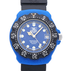 タグホイヤー フォーミュラ1 プロフェッショナル 381.513 クオーツ 腕時計 プラスチック/ラバー ブルー 青文字盤 0669【中古】TAG HEUER レディース