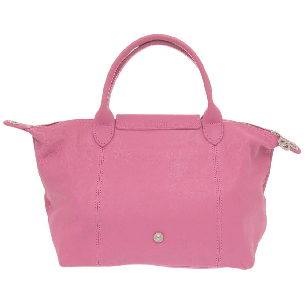 美品 ロンシャン 2WAY 折り畳み ル プリアージュ キュイール メティスレザー ピンク ハンドバッグ 0682【中古】Longchamp