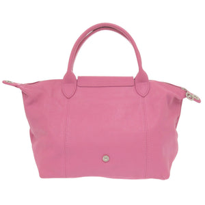 美品 ロンシャン 2WAY 折り畳み ル プリアージュ キュイール メティスレザー ピンク ハンドバッグ 0682【中古】Longchamp