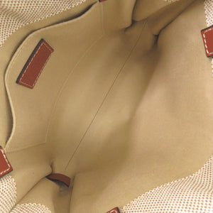 美品 クロエ ウッディ スモール トートバッグ CHC21US385E6690U レザー/コットン ベージュ ハンドバッグ 0687【中古】Chloe