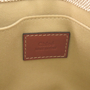 美品 クロエ ウッディ スモール トートバッグ CHC21US385E6690U レザー/コットン ベージュ ハンドバッグ 0687【中古】Chloe