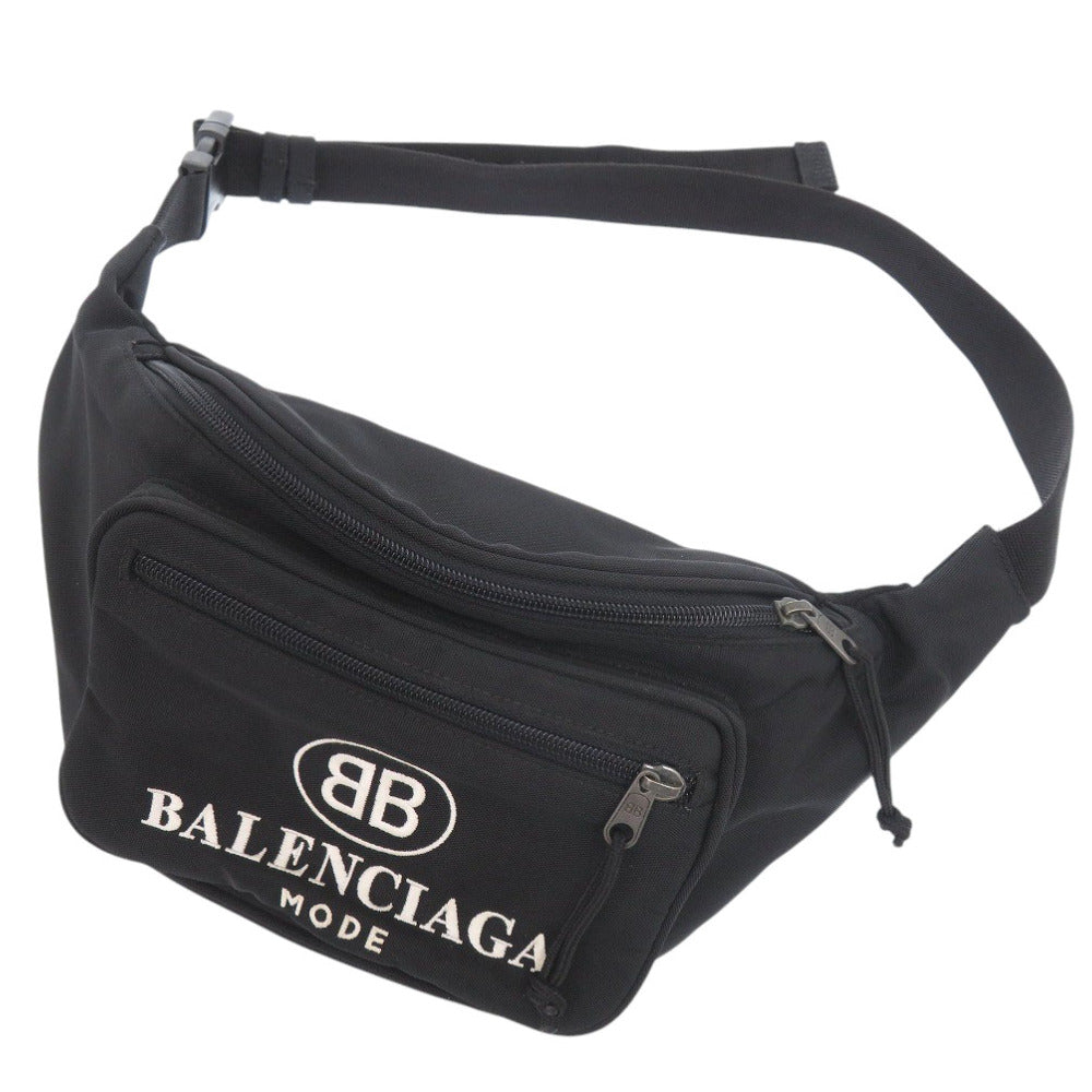 美品 バレンシアガ 482389 ナイロン ブラック ボディバッグ 黒 0721【中古】BALENCIAGA