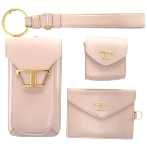 美品 トッズ スマートフォン カード イヤホン Tタイムレス カーフレザー ベビーピンク その他小物 0723【中古】TOD’S