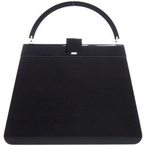 美品 ルイ ヴィトン プラスチック レザー ブラック シルバー金具 LV 黒 ハンドバッグ 0745【中古】LOUIS VUITTON