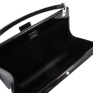 美品 ルイ ヴィトン プラスチック レザー ブラック シルバー金具 LV 黒 ハンドバッグ 0745【中古】LOUIS VUITTON