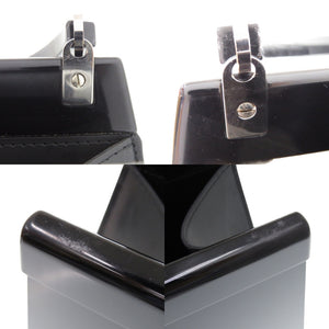 美品 ルイ ヴィトン プラスチック レザー ブラック シルバー金具 LV 黒 ハンドバッグ 0745【中古】LOUIS VUITTON