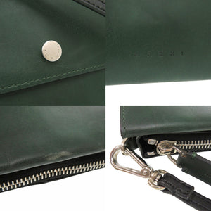 美品 マルニ レザー グリーン ショルダーバッグ 0755【中古】MARNI