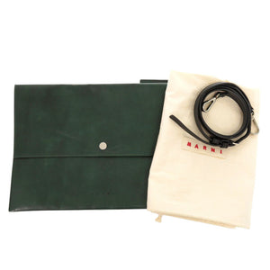 美品 マルニ レザー グリーン ショルダーバッグ 0755【中古】MARNI