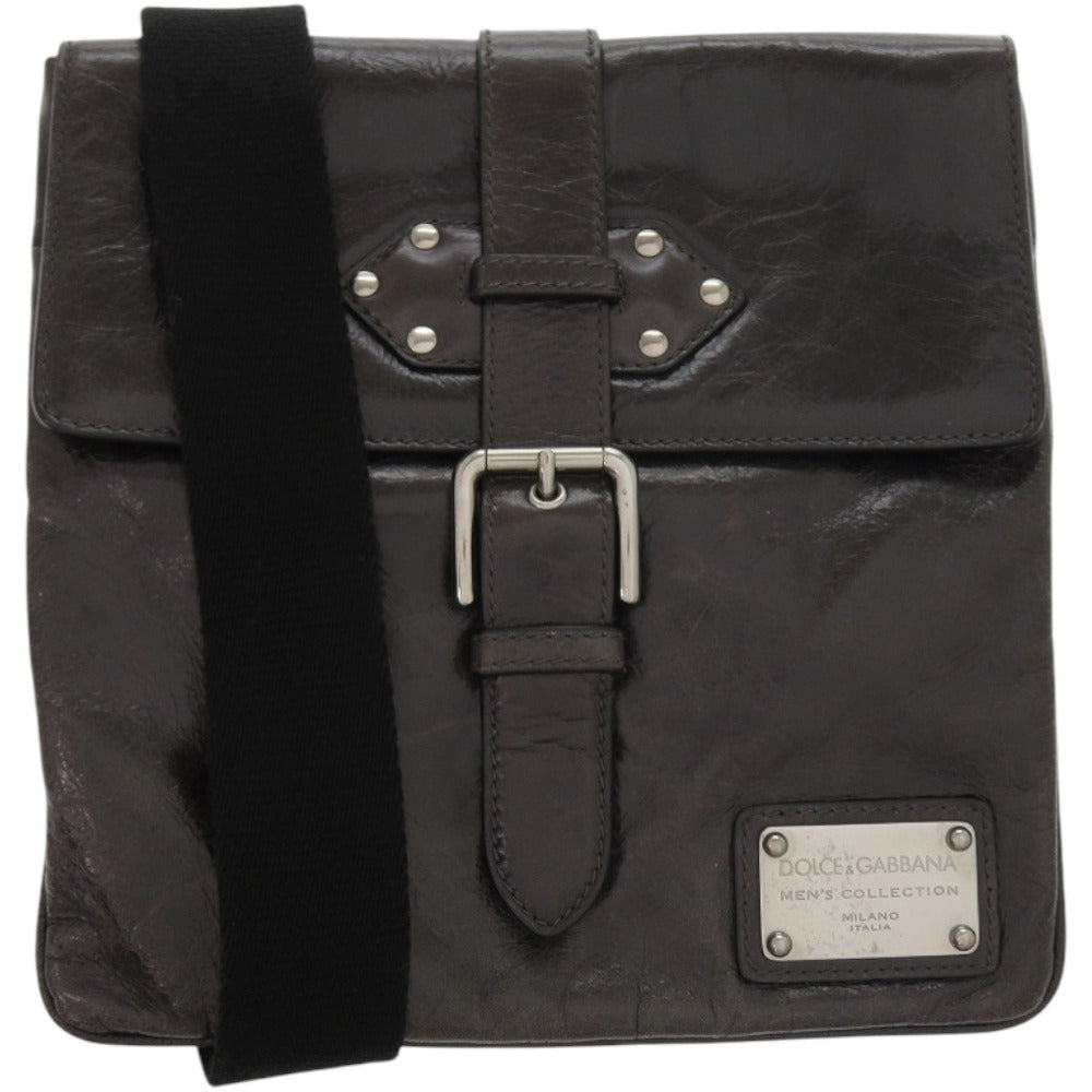 美品 ドルチェアンドガッバーナ レザー ブラック シルバー金具 黒 ショルダーバッグ 0756【中古】DOLCE&GABBANA