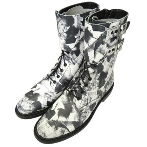 未使用品 セリーヌ Ranger Boot レンジャー ブーツ バックル付き コンバットブーツ レザー ホワイト 0765【中古】CELINE