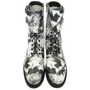 未使用品 セリーヌ Ranger Boot レンジャー ブーツ バックル付き コンバットブーツ レザー ホワイト 0765【中古】CELINE