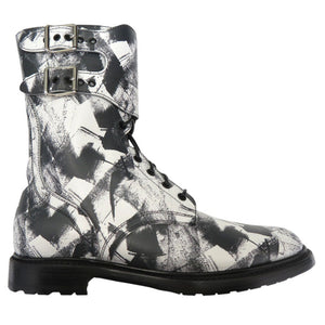 未使用品 セリーヌ Ranger Boot レンジャー ブーツ バックル付き コンバットブーツ レザー ホワイト 0765【中古】CELINE