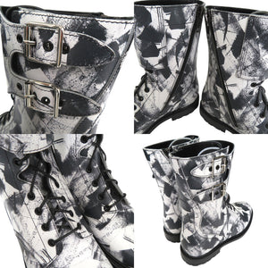 未使用品 セリーヌ Ranger Boot レンジャー ブーツ バックル付き コンバットブーツ レザー ホワイト 0765【中古】CELINE