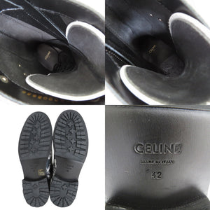 未使用品 セリーヌ Ranger Boot レンジャー ブーツ バックル付き コンバットブーツ レザー ホワイト 0765【中古】CELINE