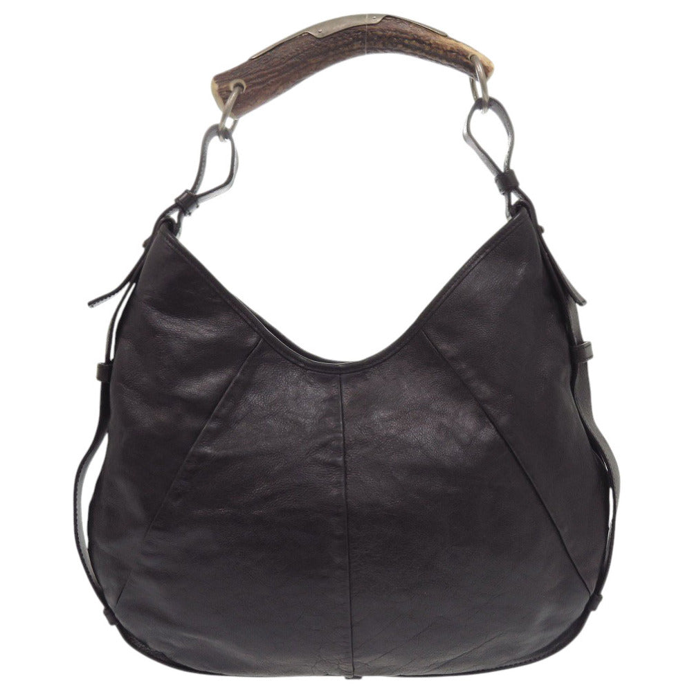 美品 イヴ サンローラン モンバサ レザー ブラック ハンドバッグ 黒 0780【中古】YVES SAINT LAURENT