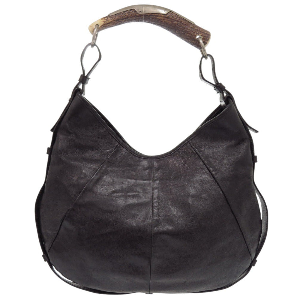 美品 イヴ サンローラン モンバサ レザー ブラック ハンドバッグ 黒 0780【中古】YVES SAINT LAURENT