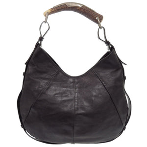 美品 イヴ サンローラン モンバサ レザー ブラック ハンドバッグ 黒 0780【中古】YVES SAINT LAURENT