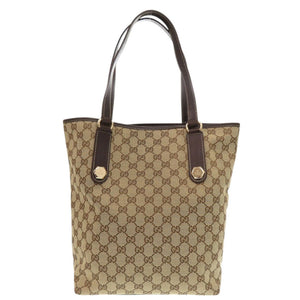 美品 グッチ 153009 GGキャンバス レザー ブラウン トートバッグ 0791【中古】GUCCI