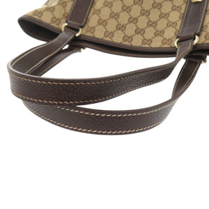 美品 グッチ 153009 GGキャンバス レザー ブラウン トートバッグ 0791【中古】GUCCI